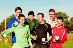 Derby AC gold medal winners Josh Bull, Luke Gunn, Alex Pilcher, Ben Connor, Dan Haymes and Richard Weir,