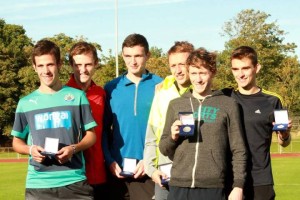 Liverpool Harriers, Daniel Cliffe, Matt Jackson, John Ashcroft, Ben Russell, Richard Evans and Harry Harper at Stanley Park, Blackpool.