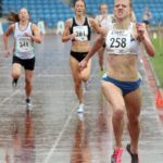 Jacqueline Fairchild (Trafford AC) wins the senior womens 1500 metres.
