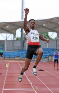 Reynold Banigo under 20s long jump winner