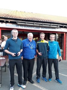 Winning Morpeth team in the NA 2017 5k Road Running championships with past NA President Bill McGuirk