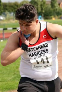 Jack Halpin (Gateshead Harriers) winner of the boys under-15s shot putt, Northern Under-17s/U-15s and U13s Champs, Leigh Sports Village, Leigh. Photo: David T. Hewitson/Sports for All Pics