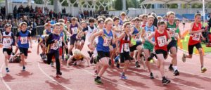 Start of the under-13 boys 3 stage relay