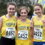 From left to right: Jessica Cook, Ella McNiven and Emma Gordon, Liverpool Harriers winners of the under-17 womens
