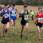 57 Rory Leonard (Morpeth Harriers), 26 Joshua Dickinson (City of York), Euan Brennan (Ilkley Harriers) and 84 Josh Cowerthwaite (Middlesbrough AC) lead the mens under-17s 2018 Northern Cross Country Champs., Harewood House, Leeds. Photo: David T. Hewitson/Sports for All Pics