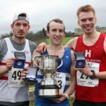 From left to right: 2nd Matthew Bowser (Lincoln Wellington), winner Carl Avery (Morpeth Harriers) and 3rd Steven Bayton (Hallamshire Harriers) in the senior mens 2018 Northern Cross Country Champs., Harewood House, Leeds. Photo: David T. Hewitson/Sports for All Pics