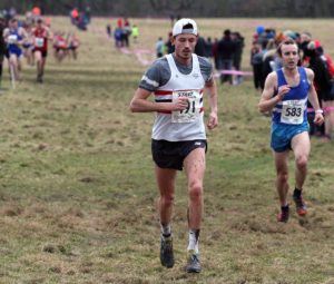 Matthew Bowser (Lincoln Wellington) leads Carl Avery (Morpeth Harriers) during the senior mens 2018 Northern Cross Country Champs., Harewood House, Leeds. Photo: David T. Hewitson/Sports for All Pics