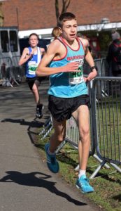 Scott Nutter (Bransley AC) wins the boys under-15s Northern Athletics 5k Champs., Birkenhead Park. Photo: David T. Hewitson/Sports for All Pics