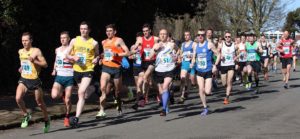 Start of the mens 12 stage relay Northern 12 Stage Road Relay Champs., Birkenhead Park. Photo: David T. Hewitson/Sports for All Pics