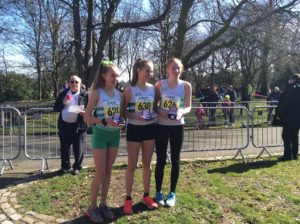 Wirral AC team silver medals in the girls under 15s championship