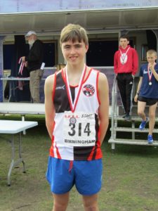 Brandon Quinton Bury AC silver medal winner in Under 15s boys 5k