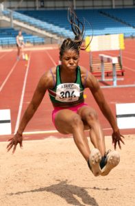 Abigail Irozuru (Sale Harriers) winner of the senior womens long jump, Northern Senior and Under-20s Champs., Sports City, Manchester. Photo: David T. Hewitson/Sports for All Pics