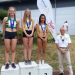 Under 20s women 400m hurdles 1st Steph Driscoll, 2nd Megan McHugh, 3rd Emily Misantoni