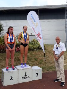 Under 20s women 800m 1st Tamsin McGraw, 2nd Eve Hutchinson with Kevin Carr