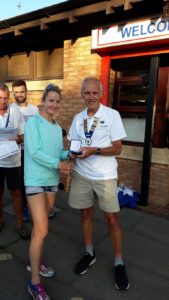Danielle Hodginson NA 5k road running champion 2018 with Kevin Carr